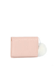 Embossed Bunny Mini Wallet with Pom Charm