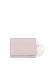 Embossed Bunny Mini Wallet with Pom Charm