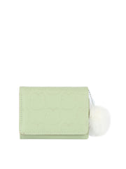Embossed Bunny Mini Wallet with Pom Charm