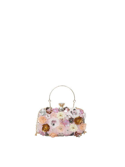 3D Floral Embellished Evening Clutch Bag