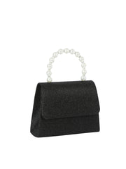 Pearl Handle Glitter Evening Clutch