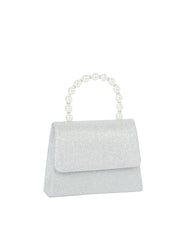 Pearl Handle Glitter Evening Clutch