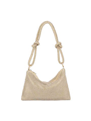 Rhinestone Mesh Knot Strap Shoulder Handbag