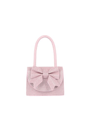 Glitter Bow Flap Top Handle Evening Bag