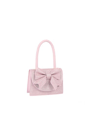 Glitter Bow Flap Top Handle Evening Bag