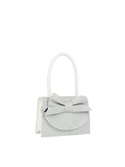 Glitter Bow Flap Top Handle Evening Bag