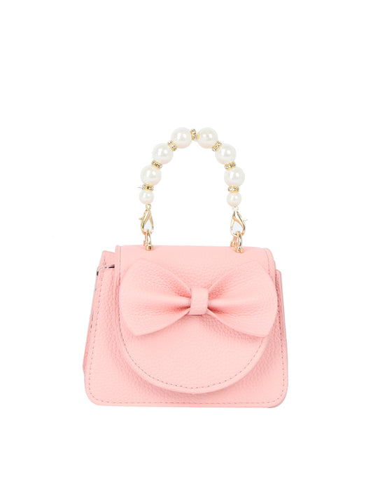 Pearl Handle Bow Accent Mini Handbag