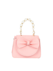 Pearl Handle Bow Accent Mini Handbag