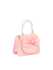 Pearl Handle Bow Accent Mini Handbag