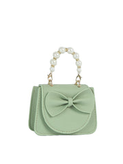 Pearl Handle Bow Accent Mini Handbag