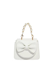 Pearl Handle Bow Accent Mini Handbag