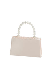 Pearl Handle Ruched Evening Clutch