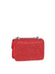 Metal Bow Rhinestone Flap Mini Handbag