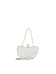 3D Floral Pearl Handle Evening Clutch