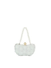 3D Floral Pearl Handle Evening Clutch