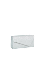 Glitter Envelope Evening Clutch with Metal Accent and Chain Strap