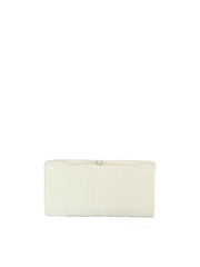 Pleated Satin Evening Clutch with Rhinestone Accent and Chain Strap