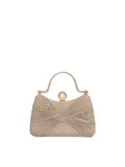 Twisted Pleated Glitter Evening Clutch Bag with Pearl Clasp