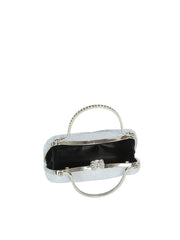 Twisted Pleated Glitter Evening Clutch Bag with Pearl Clasp