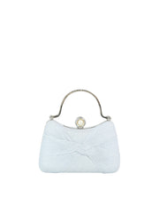 Twisted Pleated Glitter Evening Clutch Bag with Pearl Clasp