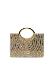 Radiant Rhinestone Ring Handle Evening Bag
