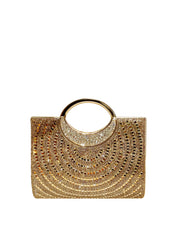 Radiant Rhinestone Ring Handle Evening Bag
