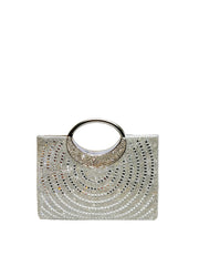 Radiant Rhinestone Ring Handle Evening Bag