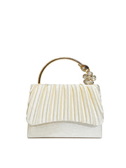 Floral Handle Pleated Evening Clutch