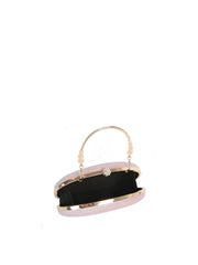 Oval Glitter Evening Clutch with Crystal Handle