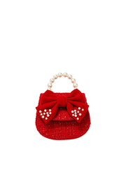 Girls' Tweed Pearl Handle Mini Purse