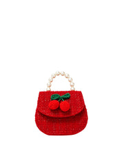 Girls' Tweed Pearl Handle Mini Purse