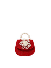 Girls' Tweed Pearl Handle Mini Purse