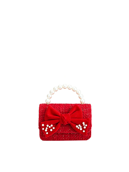 Girls' Tweed Pearl Handle Dress Purse
