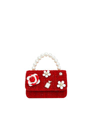 Girls' Tweed Pearl Handle Dress Purse