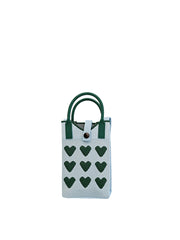 Heart Pattern Knit Phone Crossbody Mini Tote Bag