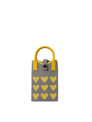 Heart Pattern Knit Phone Crossbody Mini Tote Bag