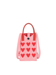 Heart Pattern Knit Phone Crossbody Mini Tote Bag