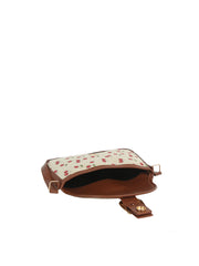 Cherry Print Canvas Buckle Flap Shoulder Bag
