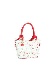 Cherry Print Knot Handle Mini Tote Bag