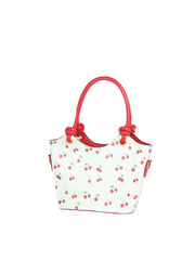 Cherry Print Knot Handle Mini Tote Bag