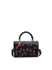 Cherry Print Twisted Handle Satchel Bag