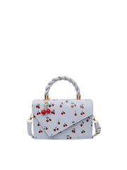 Cherry Print Twisted Handle Satchel Bag