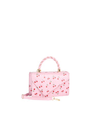Cherry Print Twisted Handle Satchel Bag