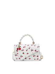 Cherry Print Twisted Handle Satchel Bag