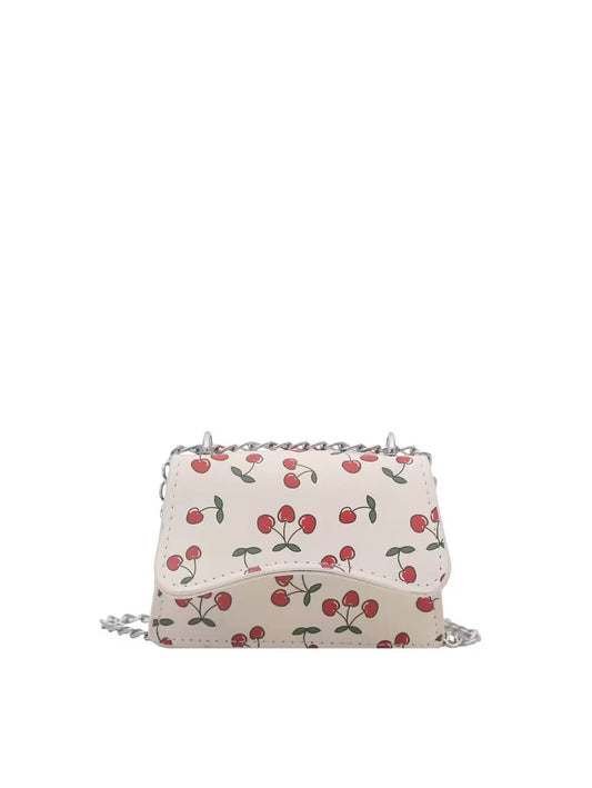 Cherry Print Mini Flap Bag
