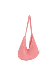 Crochet Flower Accent Slouchy Hobo Bag