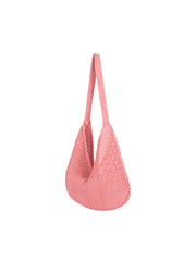 Crochet Flower Accent Slouchy Hobo Bag