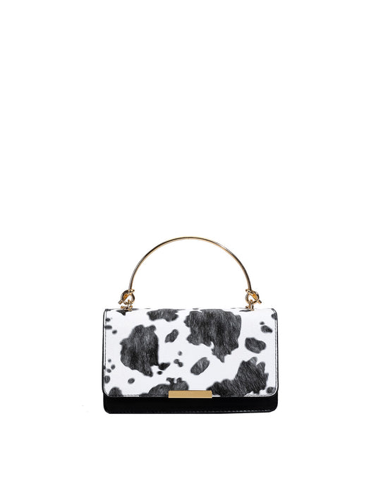 Cow Print Top Handle Clutch