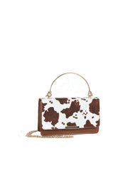 Cow Print Top Handle Clutch