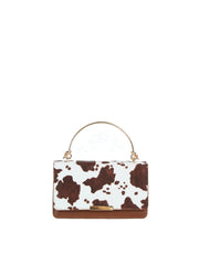 Cow Print Top Handle Clutch